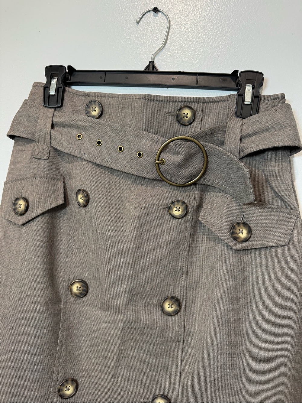 Worthington Petite Size 8 Taupe Double Breasted Belted Pencil Skirt - Picture 4 of 14